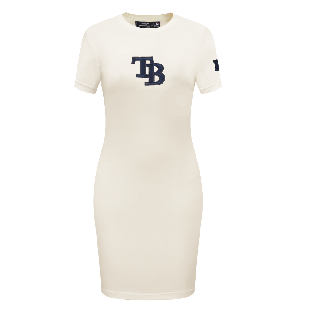 VESTIDO AJUSTADO TRIPLE TONAL PARA MUJER MLB TAMPA BAY RAYS (BLANCO HUESO)