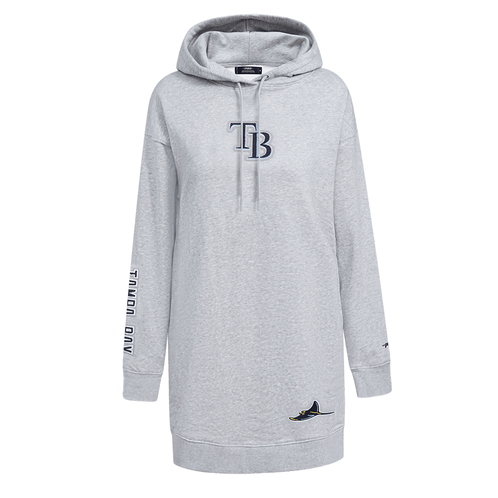MLB TAMPA BAY RAYS CLASSIC WOMEN'S FLEECE HOODIE DRESS (HEATHER GREY)