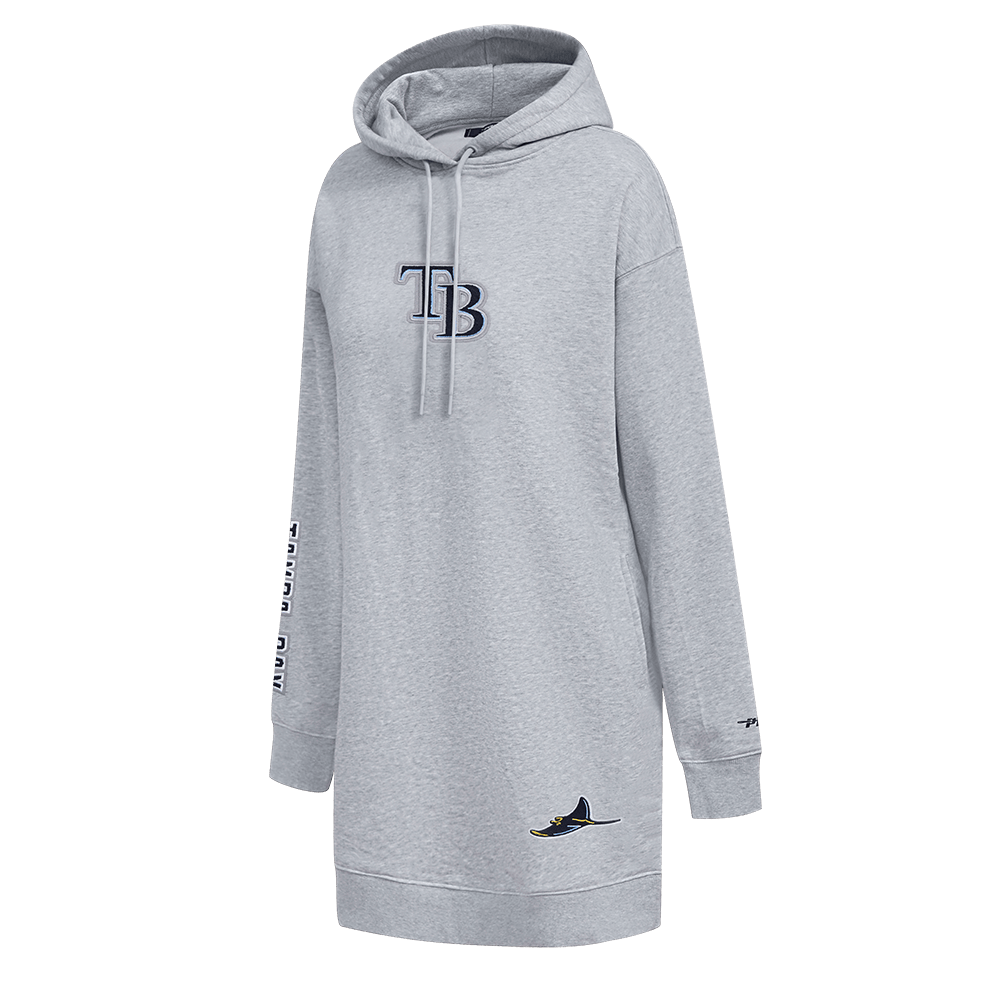 MLB TAMPA BAY RAYS CLASSIC WOMEN'S FLEECE HOODIE DRESS (HEATHER GREY)