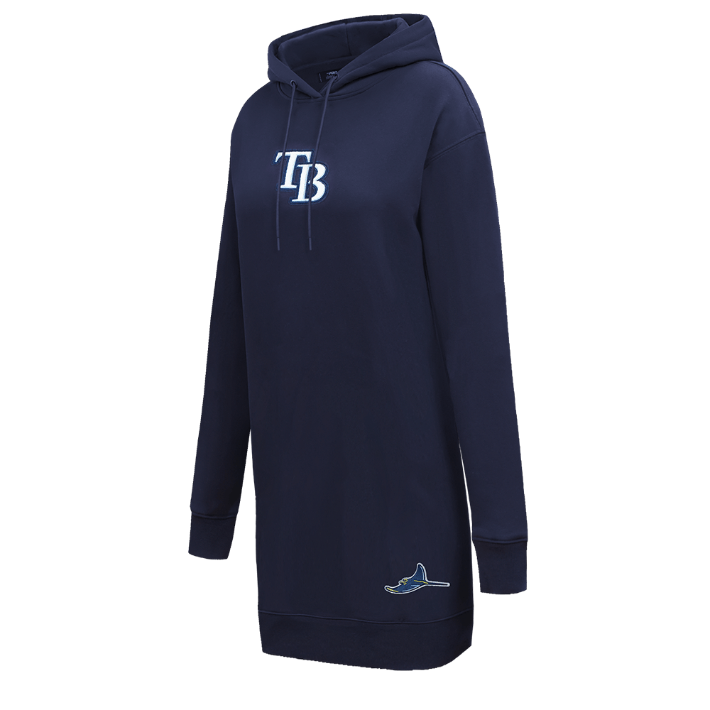 VESTIDO SUDADERA CON CAPUCHA DE POLAR CLÁSICO PARA MUJER MLB TAMPA BAY RAYS (AZUL MARINO NOCHE)