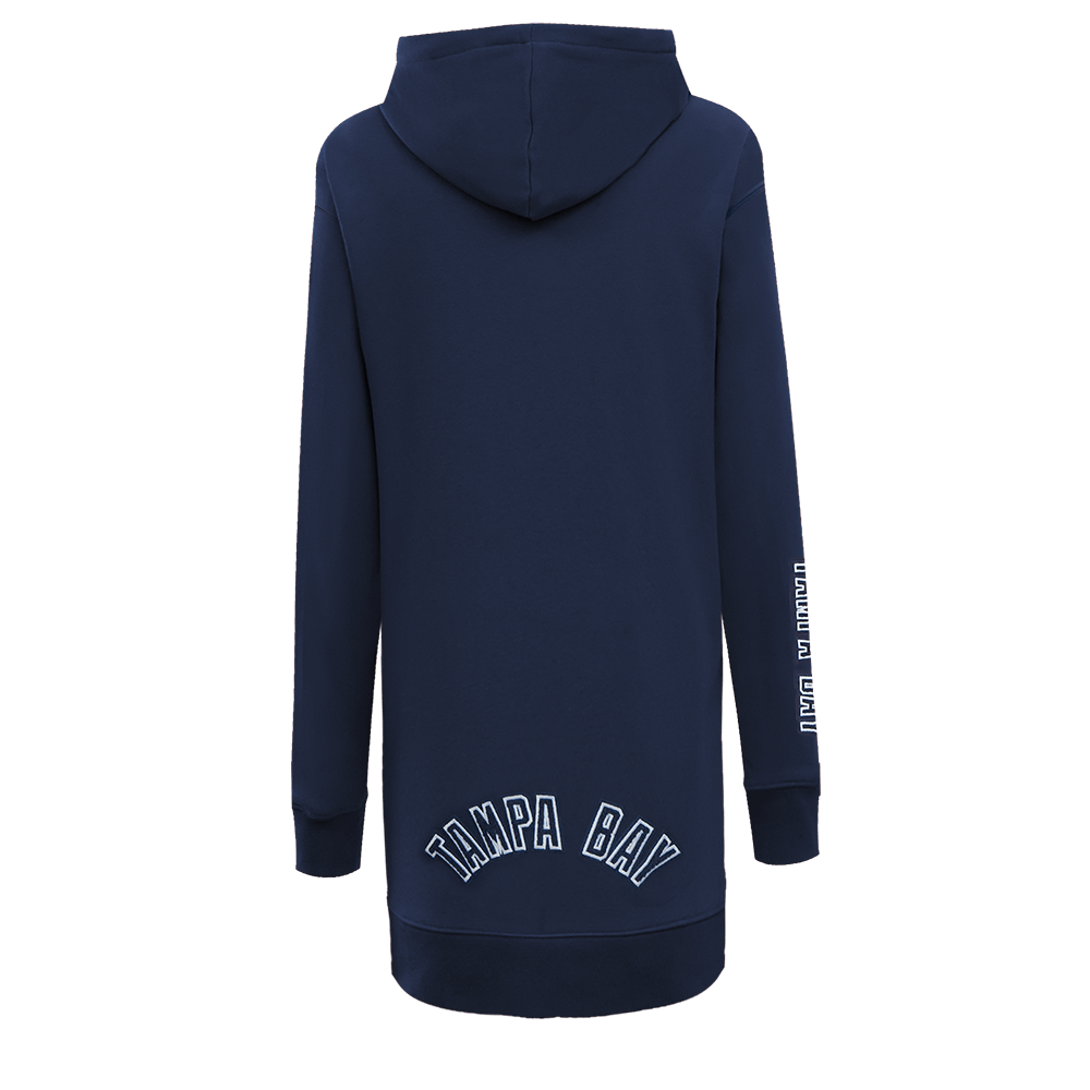 VESTIDO SUDADERA CON CAPUCHA DE POLAR CLÁSICO PARA MUJER MLB TAMPA BAY RAYS (AZUL MARINO NOCHE)