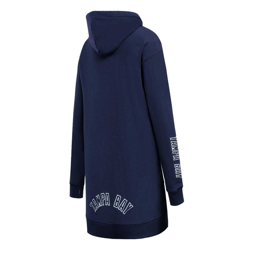 VESTIDO SUDADERA CON CAPUCHA DE POLAR CLÁSICO PARA MUJER MLB TAMPA BAY RAYS (AZUL MARINO NOCHE)