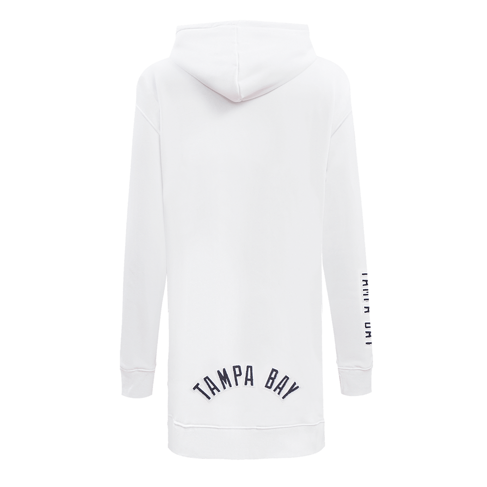 MLB TAMPA BAY RAYS CLASSIC WOMEN'S FLEECE HOODIE DRESS (WHITE)