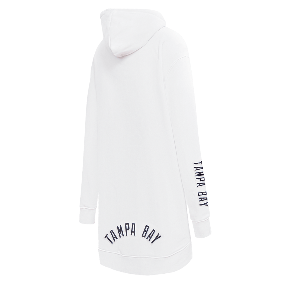 MLB TAMPA BAY RAYS CLASSIC WOMEN'S FLEECE HOODIE DRESS (WHITE)