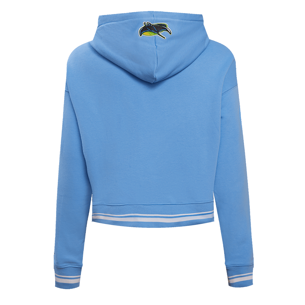MLB TAMPA BAY RAYS RETRO CLASSIC WOMEN'S RIB CROPPED PULLOVER HOODIE (UNIVERSITY BLUE)