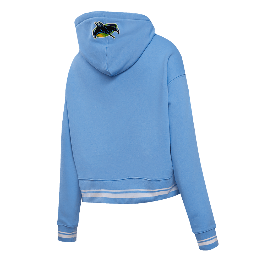 MLB TAMPA BAY RAYS RETRO CLASSIC WOMEN'S RIB CROPPED PULLOVER HOODIE (UNIVERSITY BLUE)