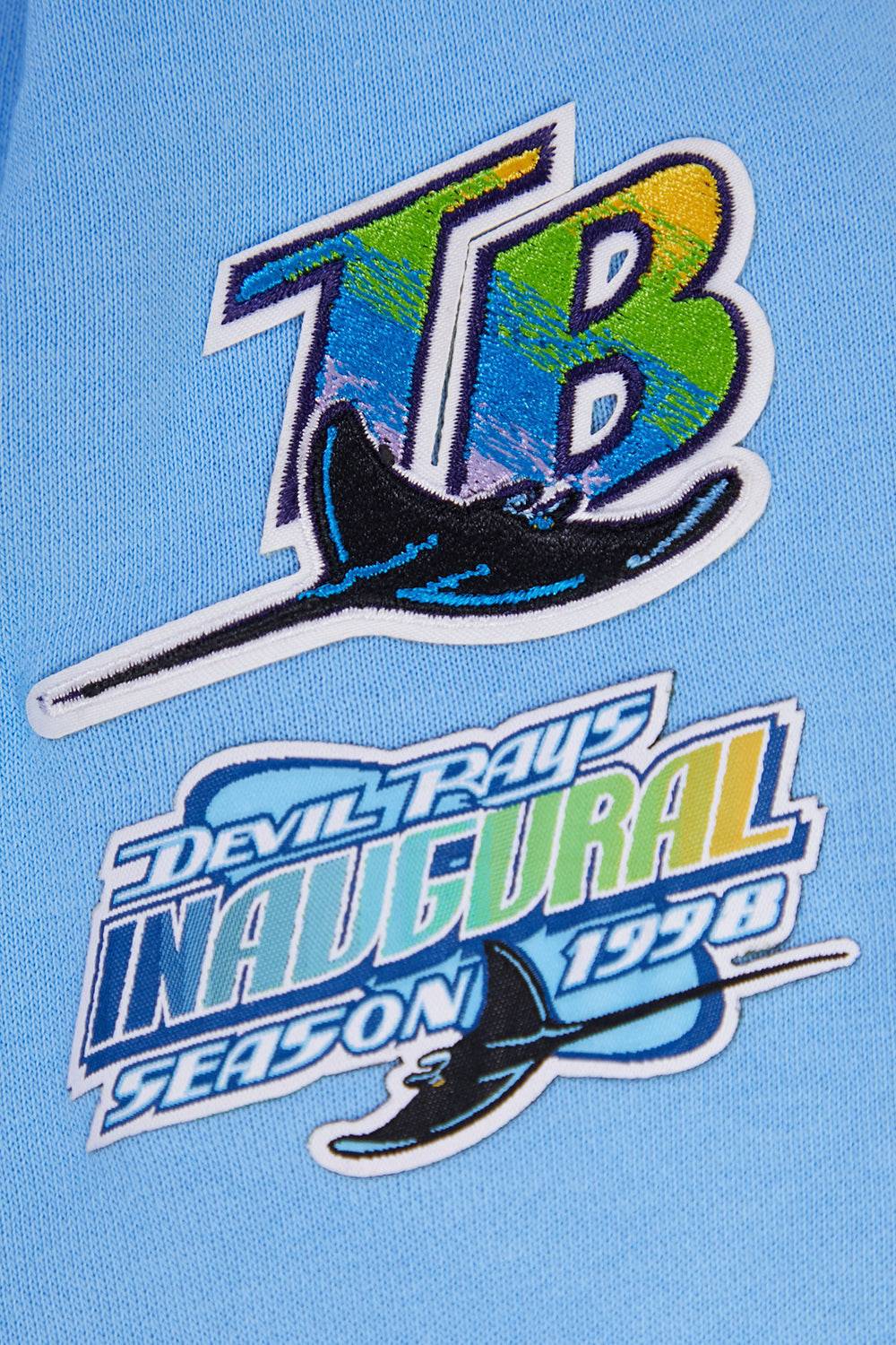 MLB TAMPA BAY RAYS RETRO CLASSIC WOMEN'S RIB CROPPED PULLOVER HOODIE (UNIVERSITY BLUE)