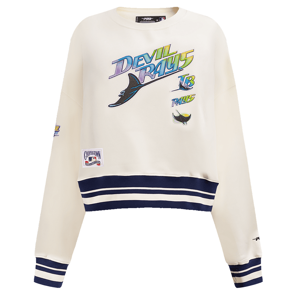 MLB TAMPA BAY RAYS RETRO CLASSIC WOMEN'S RIB CREWNECK (EGGSHELL/ MIDNIGHT NAVY)