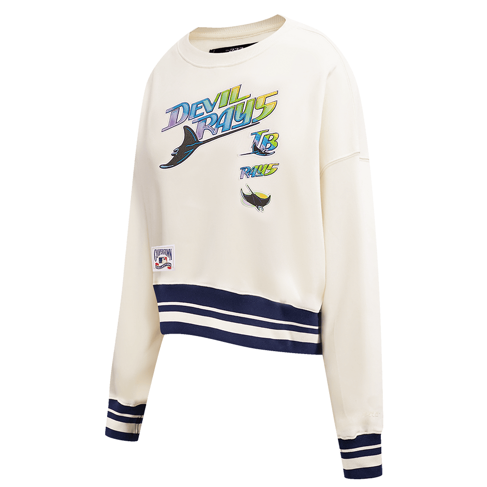 MLB TAMPA BAY RAYS RETRO CLASSIC WOMEN'S RIB CREWNECK (EGGSHELL/ MIDNIGHT NAVY)