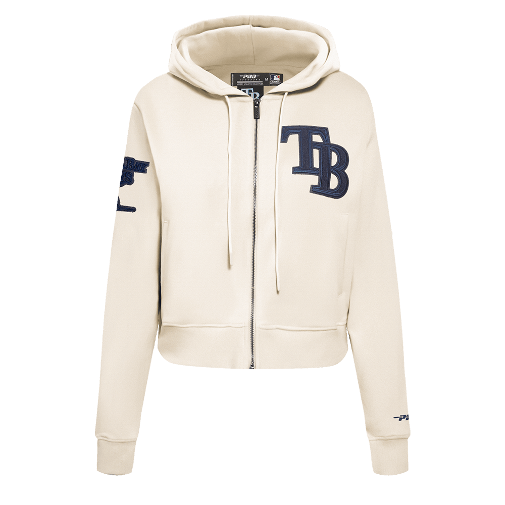 MLB TAMPA BAY RAYS TRIPLE TONAL WOMEN'S DOUBLE KNIT FULL ZIP HOODIE (EGGSHELL)