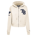MLB TAMPA BAY RAYS TRIPLE TONAL WOMEN'S DOUBLE KNIT FULL ZIP HOODIE (EGGSHELL)