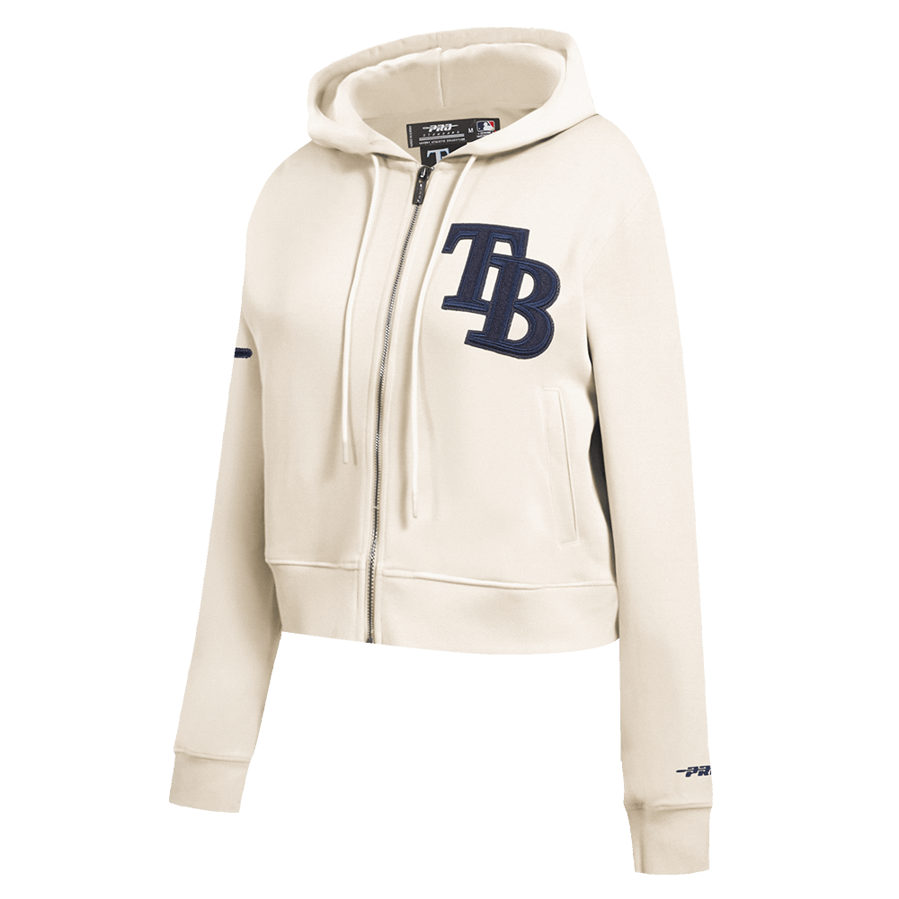 MLB TAMPA BAY RAYS TRIPLE TONAL WOMEN'S DOUBLE KNIT FULL ZIP HOODIE (EGGSHELL)