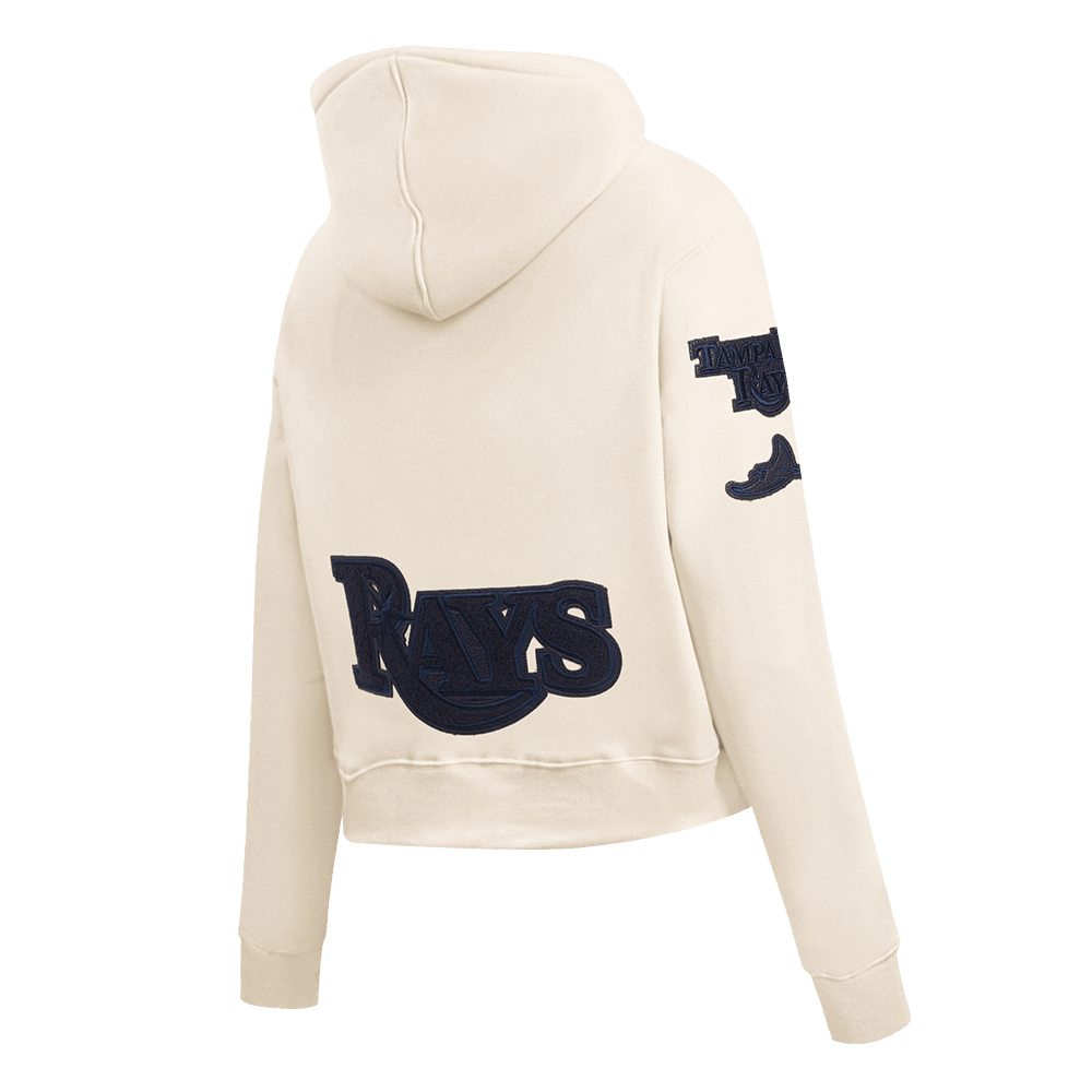 MLB TAMPA BAY RAYS TRIPLE TONAL WOMEN'S DOUBLE KNIT FULL ZIP HOODIE (EGGSHELL)