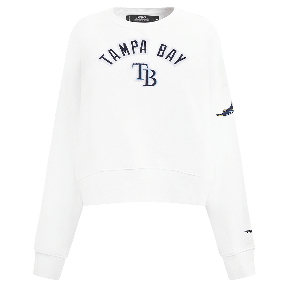MLB TAMPA BAY RAYS CLASSIC WOMEN'S FLEECE CREWNECK (WHITE)