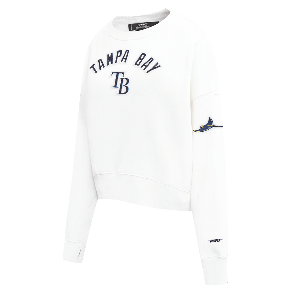 MLB TAMPA BAY RAYS CLASSIC WOMEN'S FLEECE CREWNECK (WHITE)
