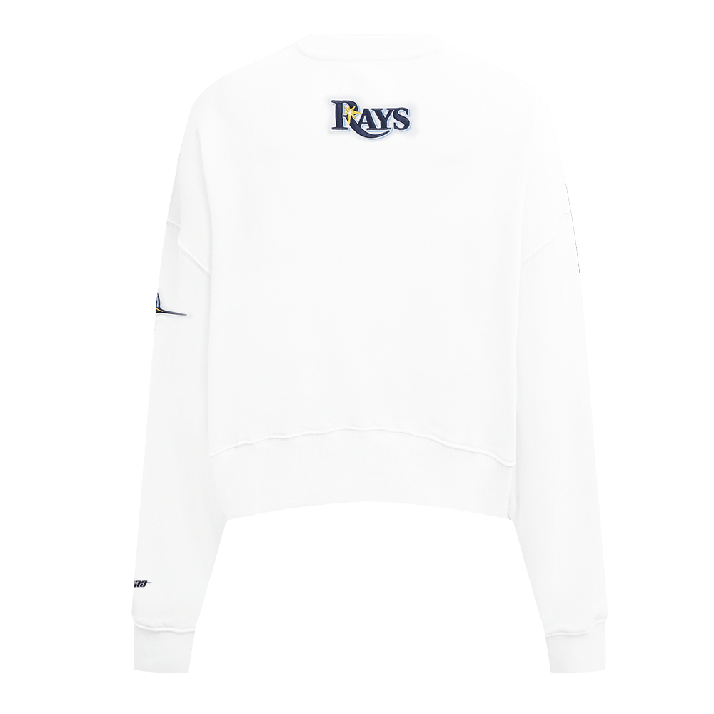 MLB TAMPA BAY RAYS CLASSIC WOMEN'S FLEECE CREWNECK (WHITE)