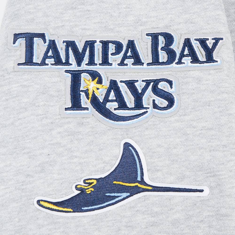 MLB TAMPA BAY RAYS CLASSIC WOMEN'S FLEECE CROPPED PULLOVER HOODIE (HEATHER GREY)