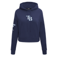 MLB TAMPA BAY RAYS CLASSIC WOMEN'S FLEECE CROPPED PULLOVER HOODIE (UNIVERSITY BLUE)
