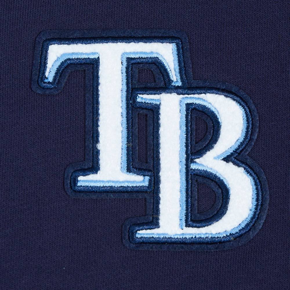 MLB TAMPA BAY RAYS SUDADERA CORTA CON CAPUCHA DE POLAR CLÁSICA PARA MUJER (AZUL MARINO NOCHE)