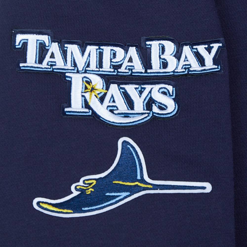 MLB TAMPA BAY RAYS SUDADERA CORTA CON CAPUCHA DE POLAR CLÁSICA PARA MUJER (AZUL MARINO NOCHE)