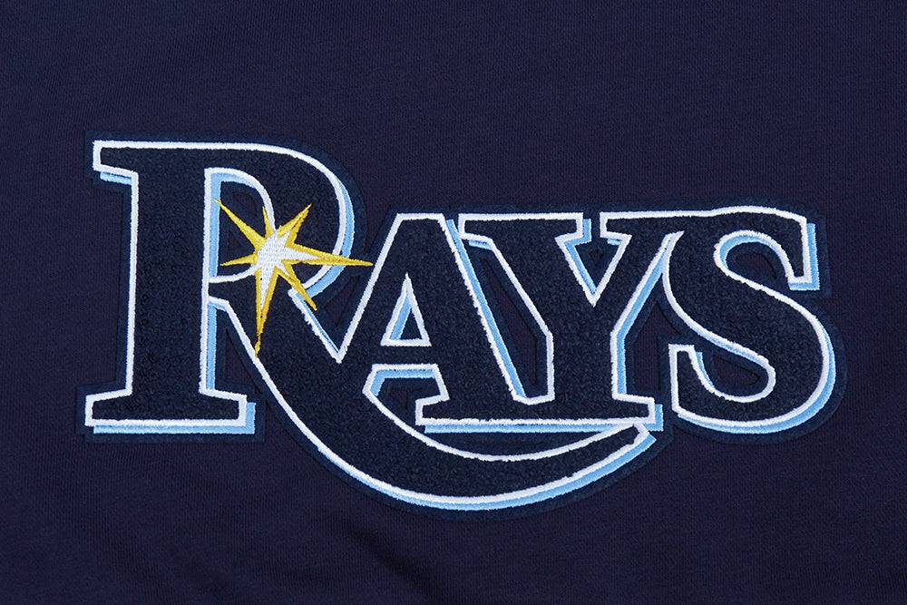 MLB TAMPA BAY RAYS CLASSIC WOMEN'S FLEECE CROPPED PULLOVER HOODIE (UNIVERSITY BLUE)