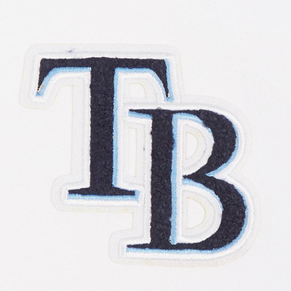 MLB TAMPA BAY RAYS CLASSIC WOMEN'S FLEECE CROPPED PULLOVER HOODIE (WHITE)