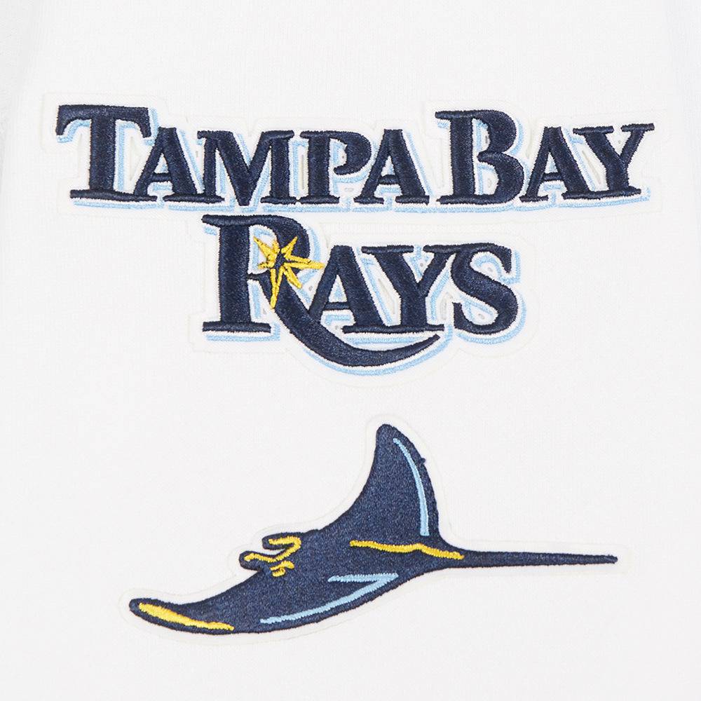 MLB TAMPA BAY RAYS CLASSIC WOMEN'S FLEECE CROPPED PULLOVER HOODIE (WHITE)