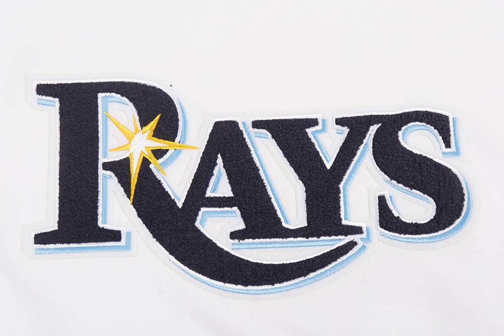 MLB TAMPA BAY RAYS CLASSIC WOMEN'S FLEECE CROPPED PULLOVER HOODIE (WHITE)