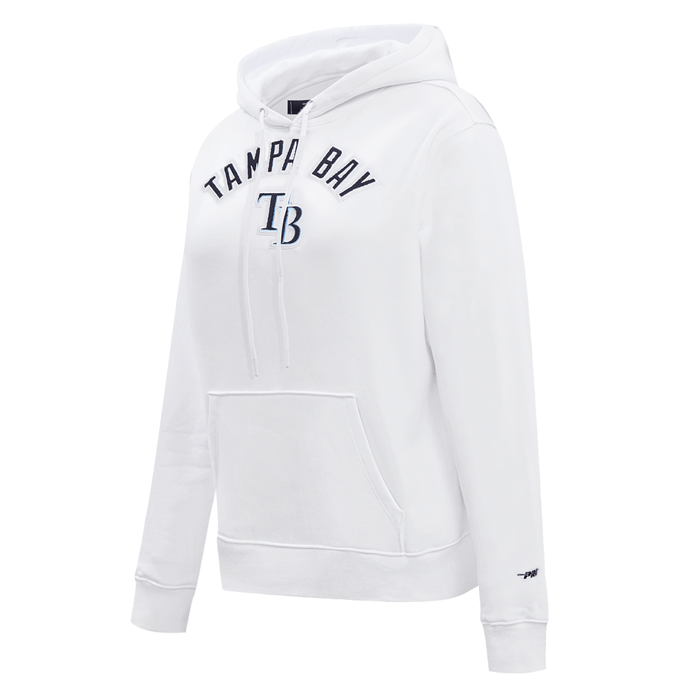 MLB TAMPA BAY RAYS SUDADERA CLÁSICA CON CAPUCHA DE POLAR PARA MUJER (BLANCO)