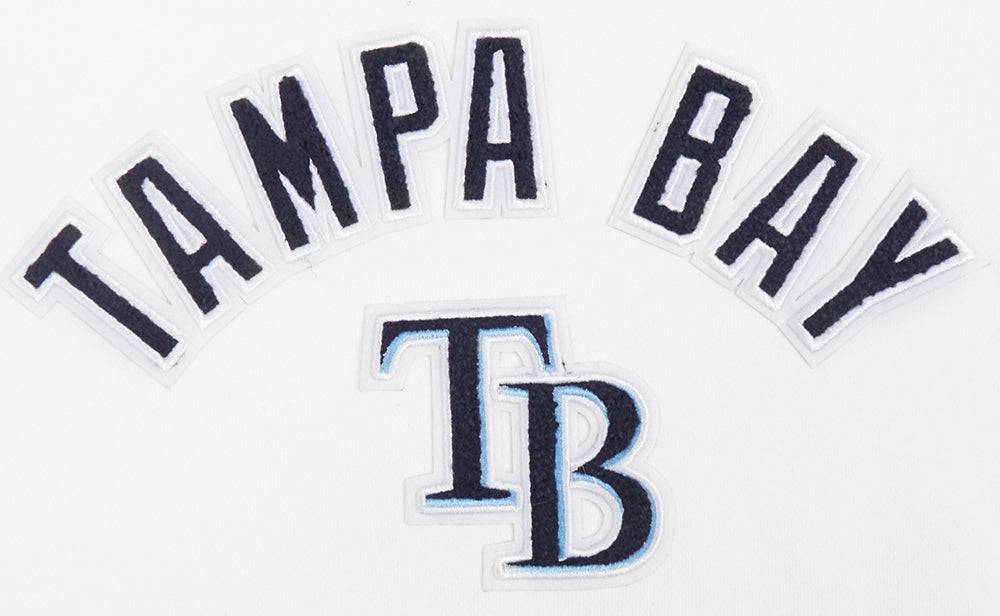 MLB TAMPA BAY RAYS SUDADERA CLÁSICA CON CAPUCHA DE POLAR PARA MUJER (BLANCO)