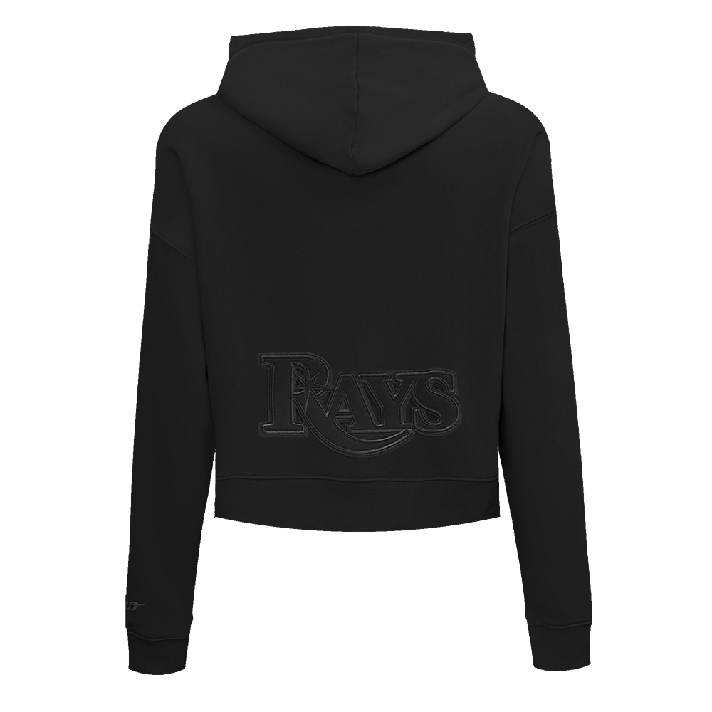 MLB TAMPA BAY RAYS NEUTRAL WOMEN'S CROPPED PULLOVER HOODIE (BLACK)