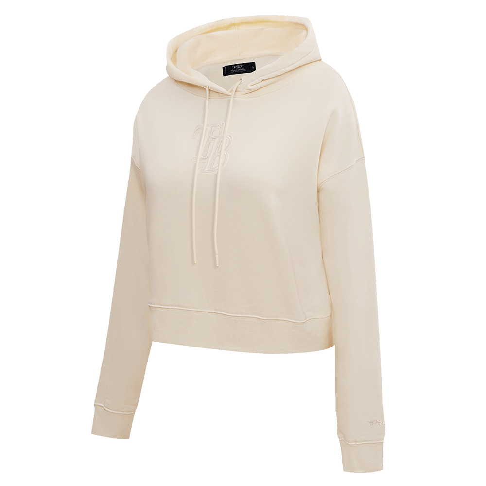 MLB TAMPA BAY RAYS NEUTRAL WOMEN'S CROPPED PULLOVER HOODIE (EGGSHELL)