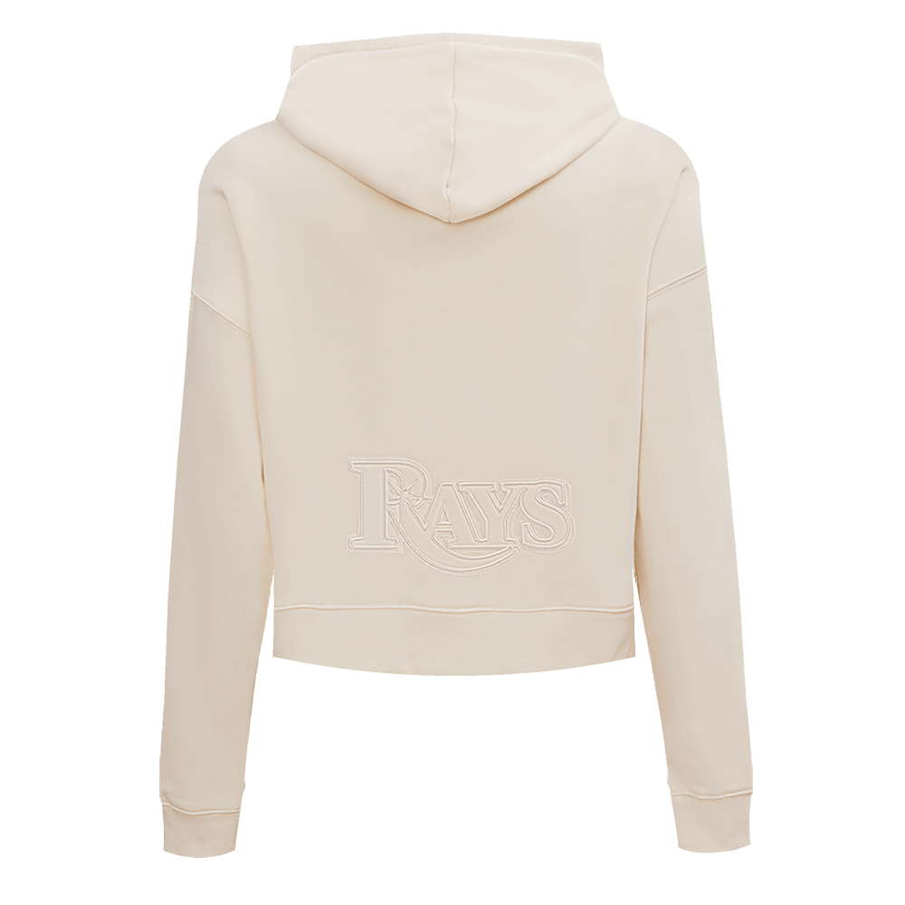 MLB TAMPA BAY RAYS NEUTRAL WOMEN'S CROPPED PULLOVER HOODIE (EGGSHELL)