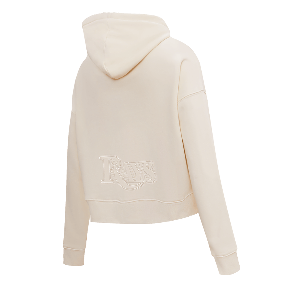 MLB TAMPA BAY RAYS NEUTRAL WOMEN'S CROPPED PULLOVER HOODIE (EGGSHELL)