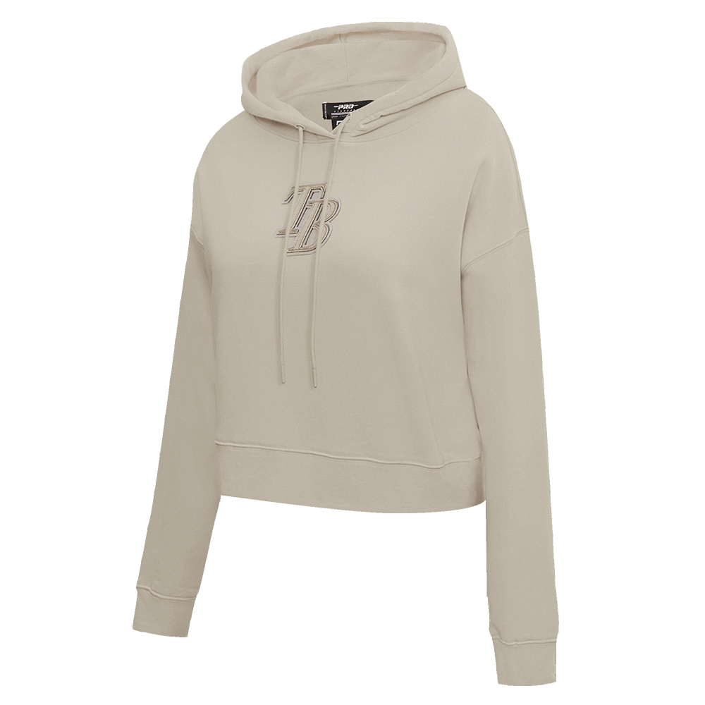 MLB TAMPA BAY RAYS SUDADERA CORTA CON CAPUCHA NEUTRA PARA MUJER (BEIGE)