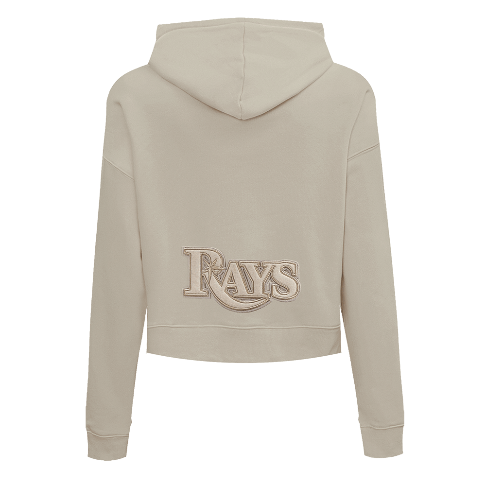 MLB TAMPA BAY RAYS SUDADERA CORTA CON CAPUCHA NEUTRA PARA MUJER (BEIGE)