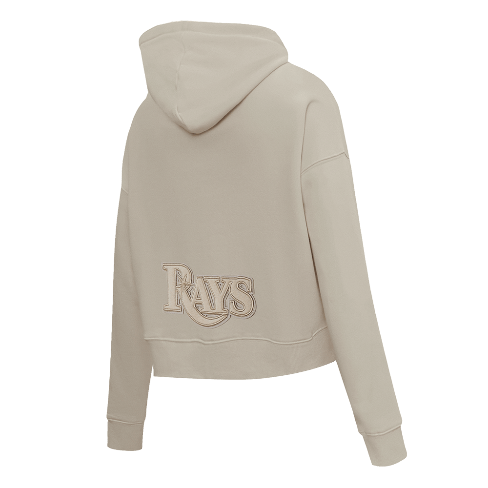 MLB TAMPA BAY RAYS SUDADERA CORTA CON CAPUCHA NEUTRA PARA MUJER (BEIGE)
