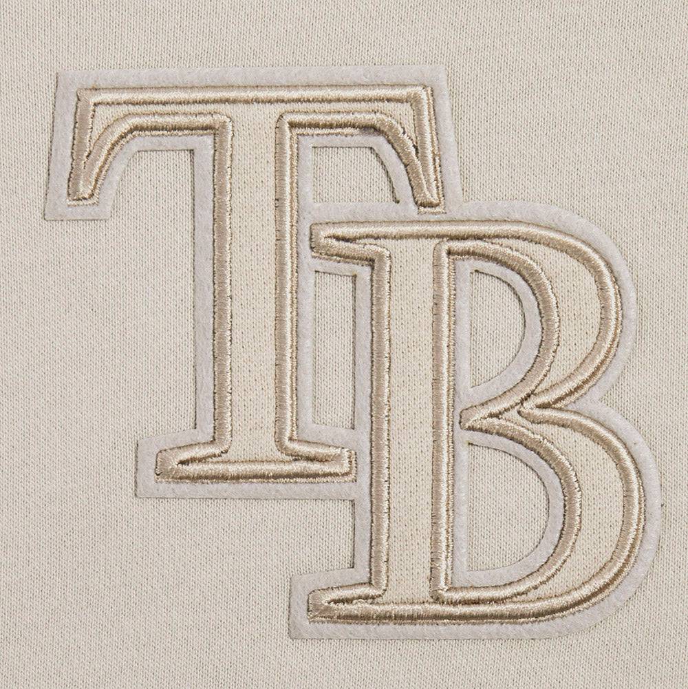 MLB TAMPA BAY RAYS SUDADERA CORTA CON CAPUCHA NEUTRA PARA MUJER (BEIGE)