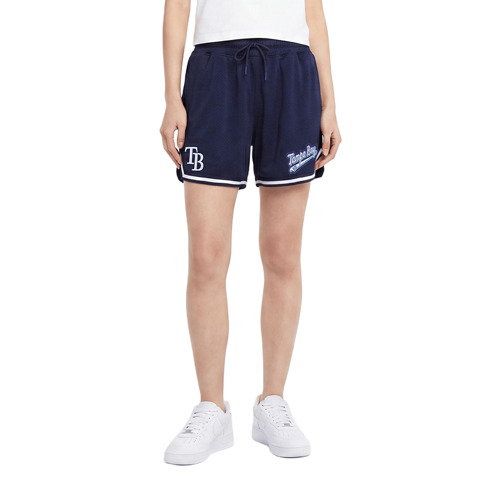 MLB TAMPA BAY RAYS SCRIPT TAIL WOMEN'S MESH TAPE SHORT (MIDNIGHT NAVY)