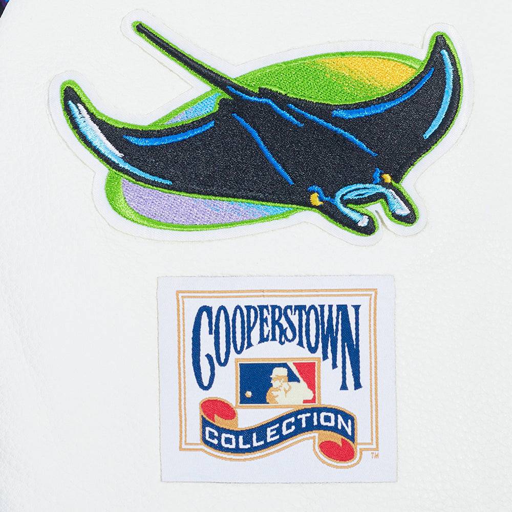 MLB TAMPA BAY RAYS RETRO CLASSIC WOMEN'S RIB WOOL VARSITY JACKET (UNIVERSITY BLUE/WHITE)