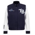 MLB TAMPA BAY RAYS CLASSIC WOMEN'S WOOL VARSITY JACKET (MIDNIGHT NAVY/WHITE)