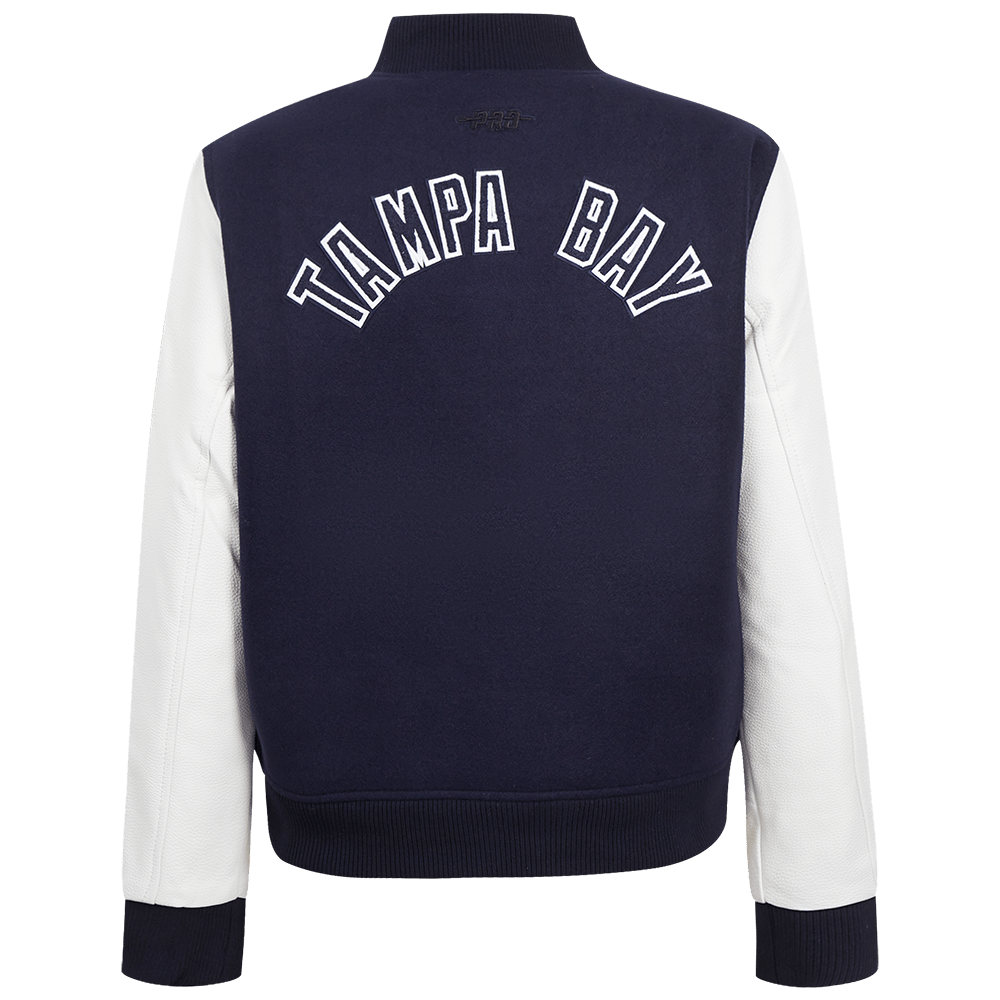 MLB TAMPA BAY RAYS CLASSIC WOMEN'S WOOL VARSITY JACKET (MIDNIGHT NAVY/WHITE)