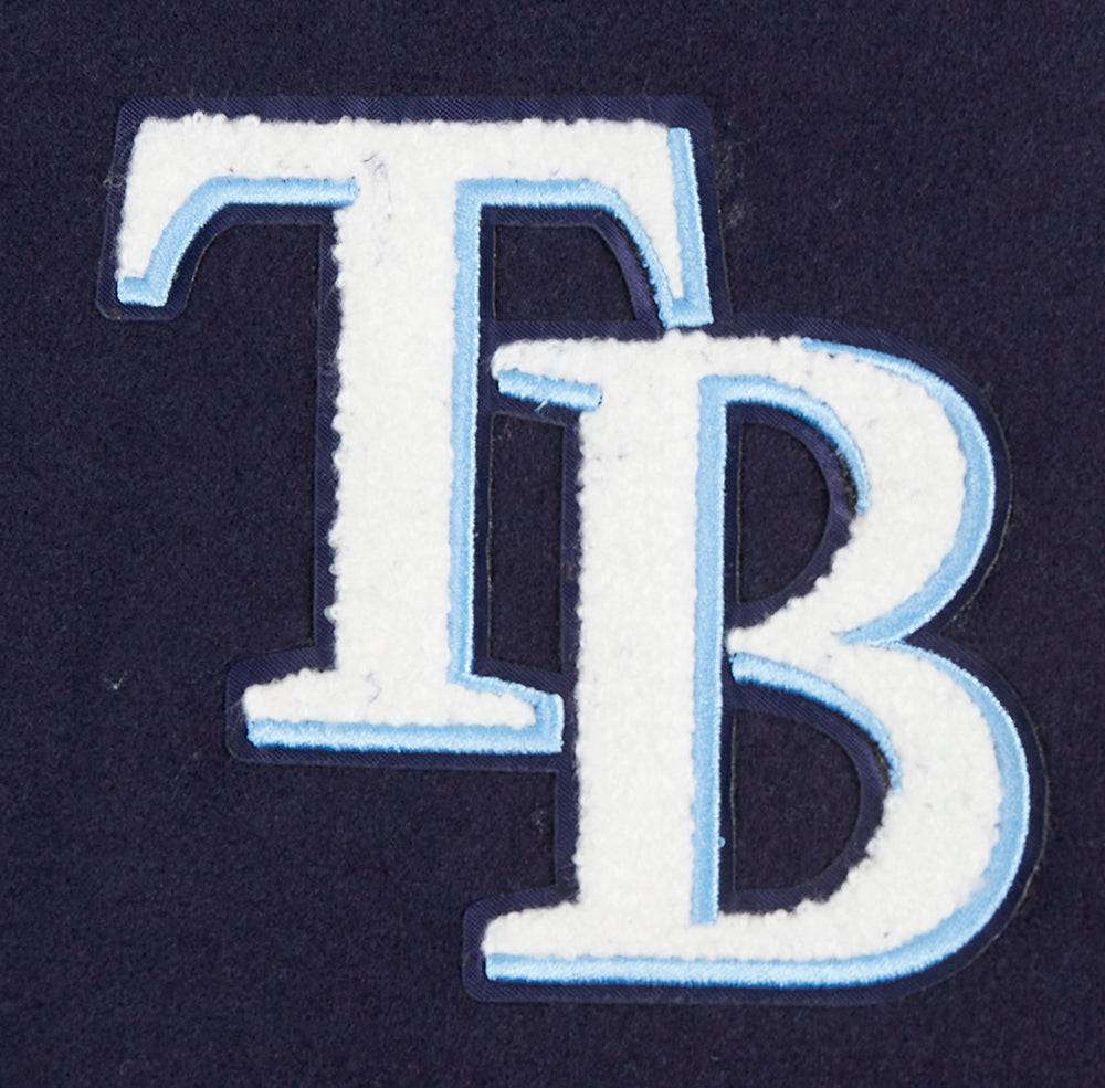 MLB TAMPA BAY RAYS CLASSIC WOMEN'S WOOL VARSITY JACKET (MIDNIGHT NAVY/WHITE)