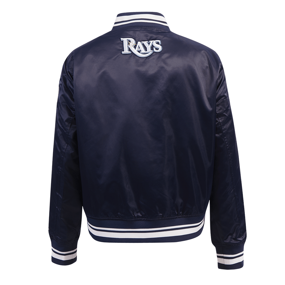 MLB TAMPA BAY RAYS SCRIPT TAIL WOMEN'S SATIN JACKET (MIDNIGHT NAVY)