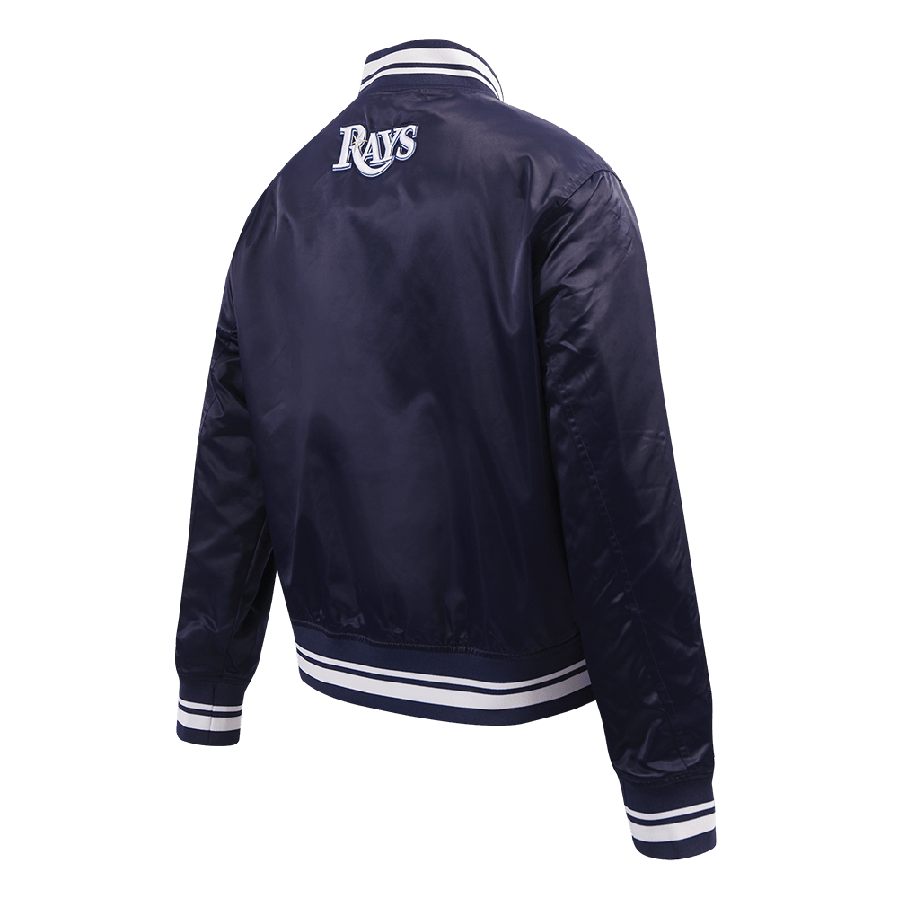 MLB TAMPA BAY RAYS SCRIPT TAIL WOMEN'S SATIN JACKET (MIDNIGHT NAVY)