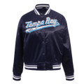 MLB TAMPA BAY RAYS SCRIPT TAIL WOMEN'S SATIN JACKET (MIDNIGHT NAVY)