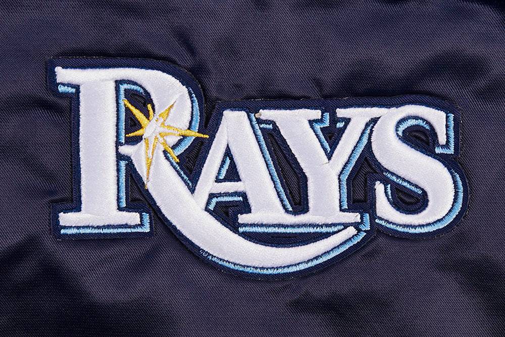 MLB TAMPA BAY RAYS SCRIPT TAIL WOMEN'S SATIN JACKET (MIDNIGHT NAVY)