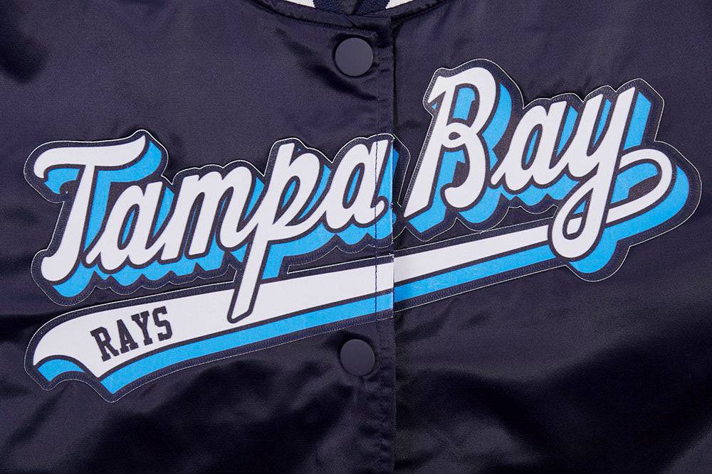 MLB TAMPA BAY RAYS SCRIPT TAIL WOMEN'S SATIN JACKET (MIDNIGHT NAVY)