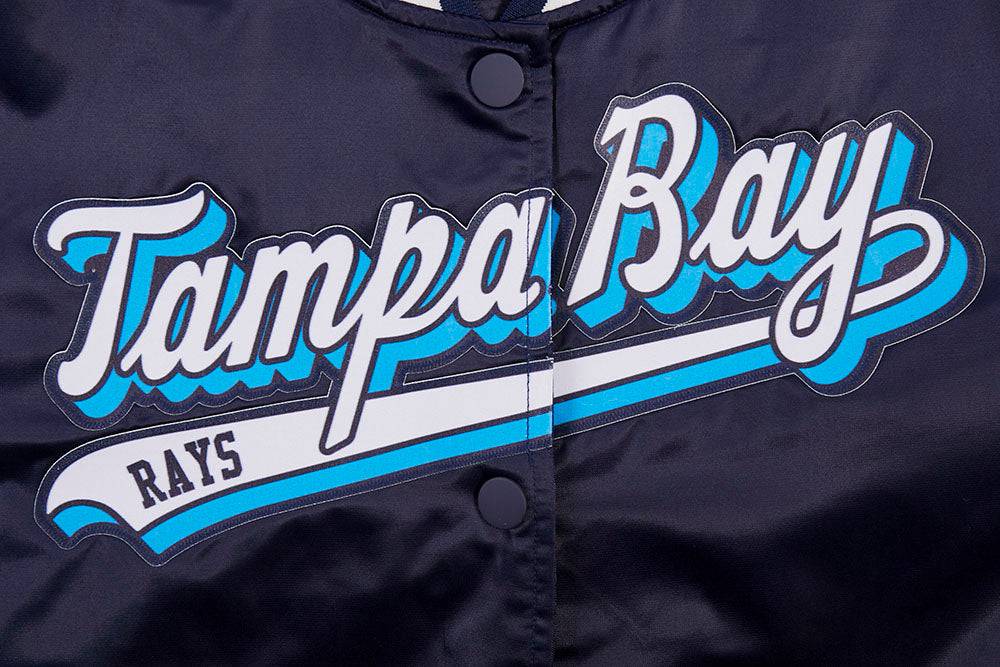 MLB TAMPA BAY RAYS SCRIPT TAIL WOMEN'S SATIN JACKET (MIDNIGHT NAVY)