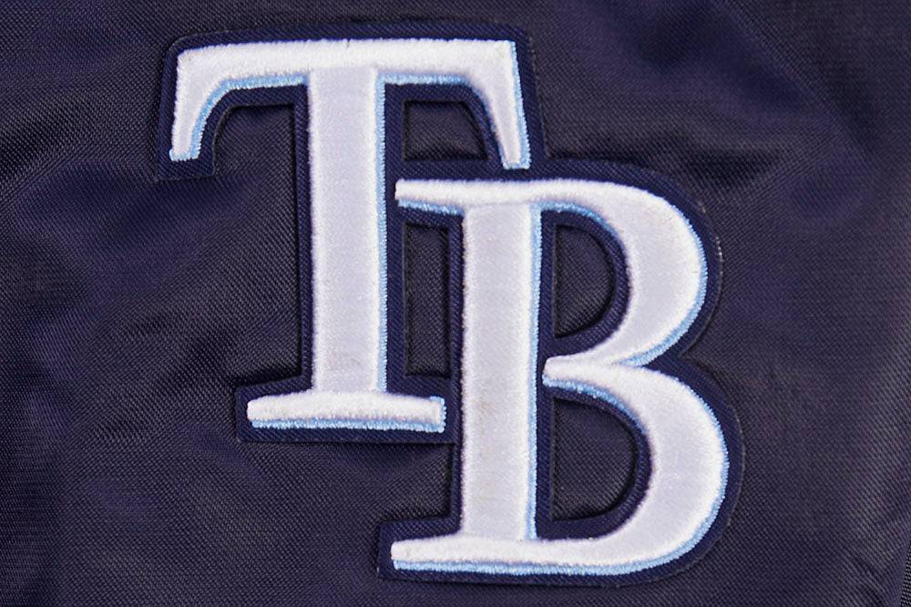MLB TAMPA BAY RAYS SCRIPT TAIL WOMEN'S SATIN JACKET (MIDNIGHT NAVY)